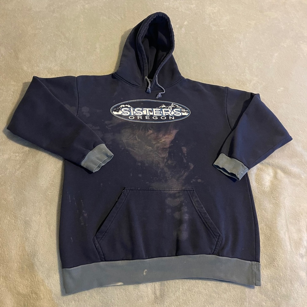 MB Jeans Sisters Oregon Hoodie Mens Medium‎ Pullover Sweatshirt Casual Acid Wash